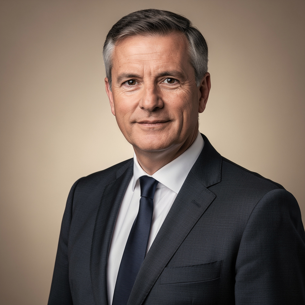 Portrait of a Belgian male director in a suit